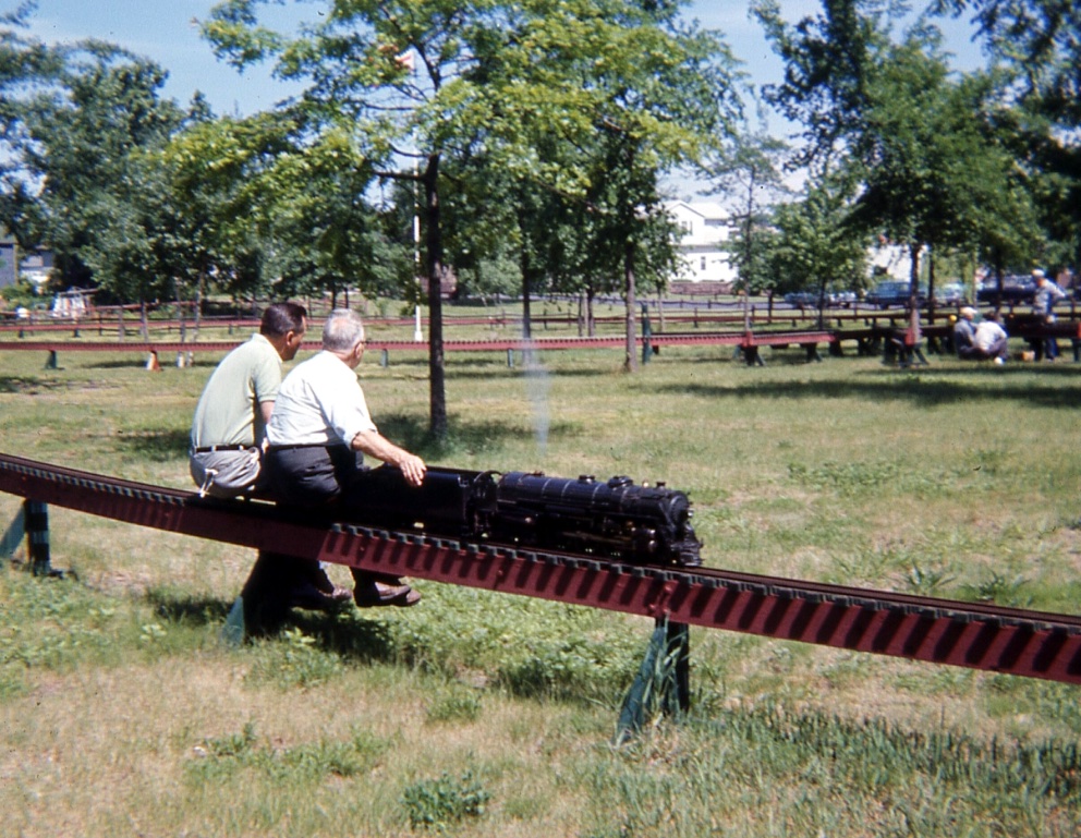 A 3/4 inch scale NYC Hudson (Langworthy) that was built by the late Harry Hansen of Lyndhurst, NJ. This picture was taken in the 1960’s at the long gone Eastern Live Steamers track in New Jersey.