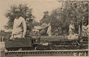 Bobby Thompson and his 3/4 inch scale Langworthy Hudson at the 1954 IBLS meet hosted by the Southern California Live Steamers. From The Miniature Locomotive, September-October 1954.