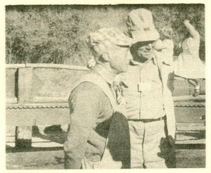 Carl Purinton and Ed Leaver at the 1951 BLS Meet, GGLS Redwood Park. From "The Live Steamer", November 1951.