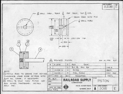 Piston drawing for Railroad Supply Corporation CP-173.