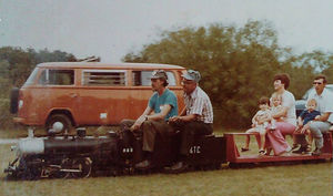 Live steamer at Henry Blossom's track in Wimberley, Texas. Photo by Pete & Donna Green.