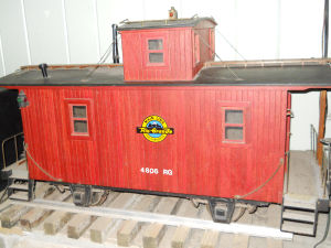 Rio Grande 4-wheel bobber caboose in 1.5 inch scale built by Gordon Gore. From DiscoverLiveSteam.com