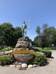 A memorial marking the Battle Green at Lexington, Massachusetts.