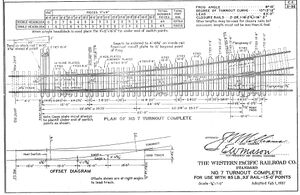 Drawing for No 7 Turnout of the Western Pacific Railroad.