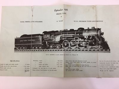 A 3/4 inch Friend Hudson, building by Claude Cox of Chicago, Illinois, September 1945. From eBay.com.