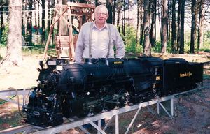 Lindy Knight with his beautiful Nickel Plate Road 2-8-4 Berkshire. Photo provided by Ken Shattock.
