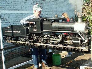Bob Gray shows off No 208 at Railfest, Meridian, MS, 1 November 2008.