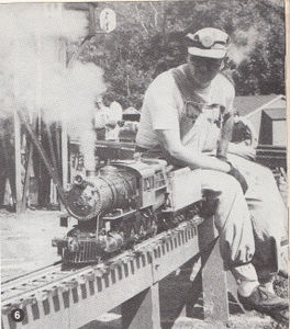 Bill Van Brocklin with Van Brocklin Locomotive Works No 20, a 4-8-0 Camelback.