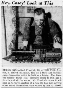Karl Friedrich article in Pittsburgh Post-Gazette, 13 March 1950, page 17. From Newspaper.com.