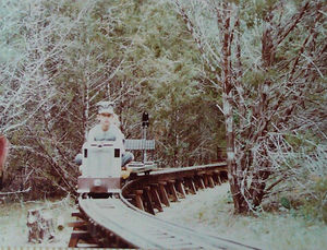 A very young Kenny Rhodes on the trestle.