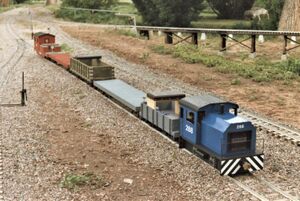 Ken Scheer's Colorado Intermountain Railway #288 and train, May 1988.