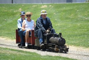 Here's a shot of "Ol' Boxcar" and his wife Norma catching a ride behind Charlie Kennemer's Mogul on July 8, 2012. Photo by Brook Adams.