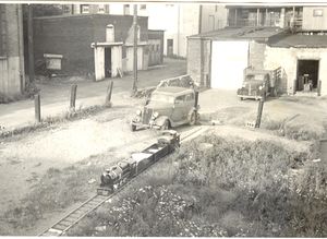 Atkinson's Railroad, Kenton, Ohio, 1952. Back alley behind Kenney's Radio Service.