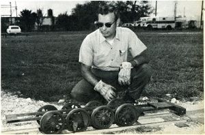 Clarence King showed his start on his engine during the third meet at Falfurrias, Texas.