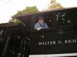 Keith Taylor running the 142 on the Belvidere and Delaware River RR in New Jersey, October 2012. Photo by Ginny Taylor.