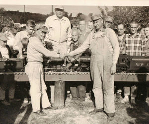 New Jersey Live Steamers Gold Spike Ceremony, 1961, with officers Walter Kleinfelder, Rudy Blonk, Ed Krockberg, Ralph Green and Stan Robinson.