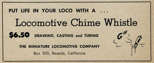 Dick Bagley's Locomotive Chime Whistle kit, from "The Miniature Locomotive", Nov-Dec 1954