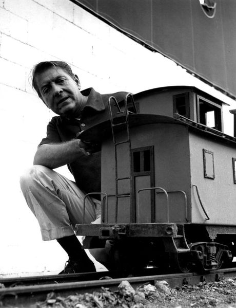 File:David Rose and one of his miniature trains 1959.JPG