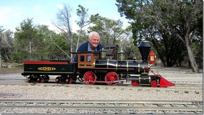 Nick Edwards posing with his Railroad Supply Corporation CP-173, the first ever built.