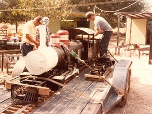 This is how locomotives were loaded/unload prior to installation of the transfer table at the Annetta Valley & Western Railroad. Photo by Tom Stamey.