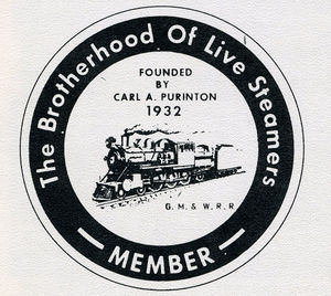 Brotherhood of Live Steamer Decal, designed by Don Bauer. From "Live Steam Newsletter", December 1966.
