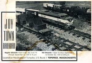 Joy Town Railroad advertisement from "The Miniature Locomotive", November/December 1952