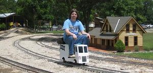 Michael Scherpenberg enjoys a spin on his High-Rail truck at HALS track.