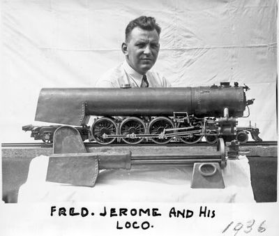 Fred Jerome and his Timken Four Aces 4-8-4 in 3/4 inch scale, 1936.