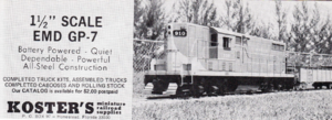 FP7 No 910 letter for The Clinchfield by Kosters Miniature Railroad Supplies. From advertisement in Live Steam Magazine, February 1976.