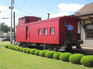 This caboose is on display at an Eye Clinic in Greenwood, MS., and was one of several wooden cabooses in which Bob Gray worked during his time on the C&G. Photo by Terry Shirley.