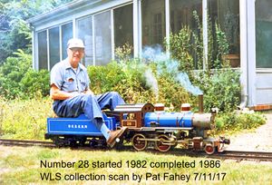 Bill Van Brocklin and #28 on Carl Purinton's Boxford Outer Belt Railroad