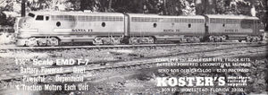 Koster's Miniature Railroad Supplies, Inc advertisement from Live Steam Magazine, August 1976.