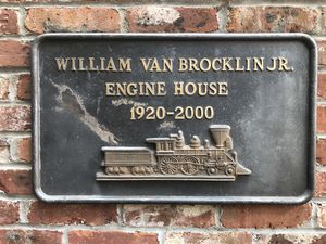 Dedicatory plaque honoring live steamer Bill Van Brocklin.