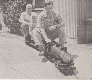 Joe Nelson with his 1 inch 4-4-2. Dick Jackson, Dean of S.C.L.S. on the rear.