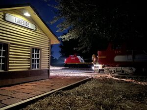 Nighttime run at Houston Area Live Steamers, 17 August 2023