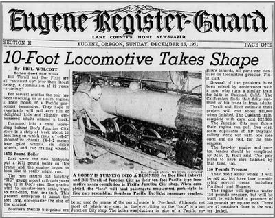 "10-Foot Locomotive Takes Shape", Frank Barto.